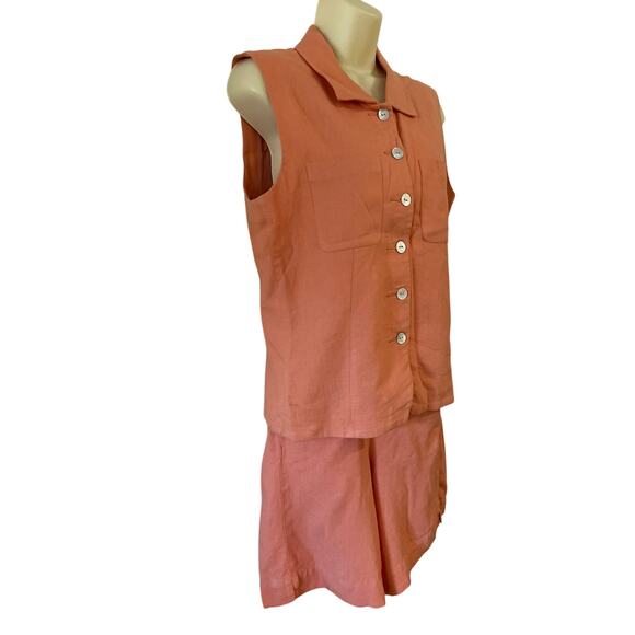 Vintage 90’s MixIt Light Orange 2pc. Dress Shorts & Sleeveless Top Size 10 - Picture 2 of 10